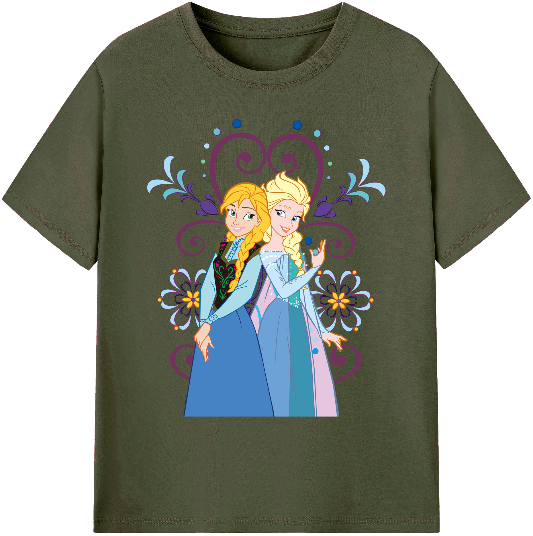 （画像用） アナと雪の女王 アンナ エルサ Frozen Anna Elsa 綿100％ メンズ半袖Tシャツ｜肌触りやわらか＆通気性